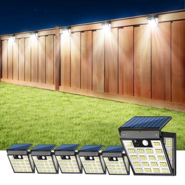 Imagem de LIFENGSOLER Luzes de movimento solar de 160 LEDs ao ar livre, luzes de parede solares de 3 lados ao ar livre, ângulo amplo de 270°, 3 modos de iluminação luz de segurança para cerca da porta da frente