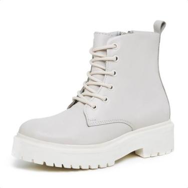 Imagem de Bota Feminina Coturno Off White Couro Flay DIfranca - 383 - Lecas, 36