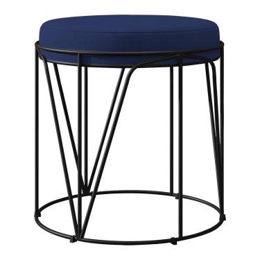 Imagem de Puff Aramado Preto Zaya L02 Suede Azul Marinho