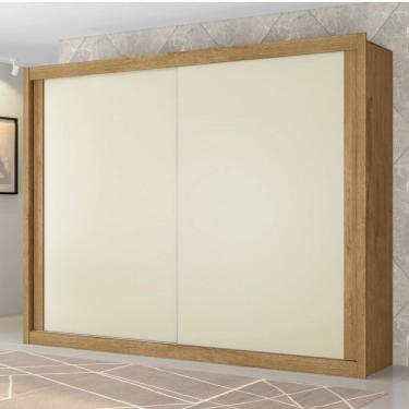 Imagem de Guarda Roupa Casal 2 Portas 4 Gavetas Creta Móveis Europa Amêndoa/off White