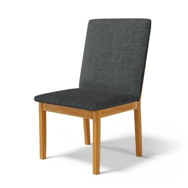 Imagem de Cadeira Daniela Madeira Maciça Estofada Para Mesa De Jantar Linho Chumbo 406