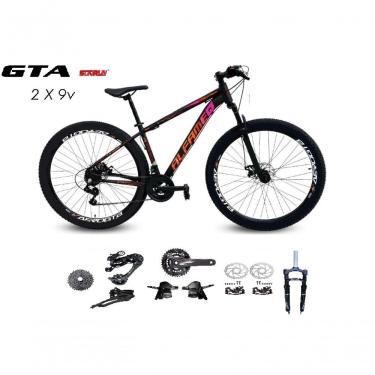 Imagem de Bicicleta Aro 29 Alfameq Afx Kit 2x9 Gta Sunrun Disco K7 11/36 Pedivela 24/38d Garfo Trava - Preto/laranja/pink Tam.15
