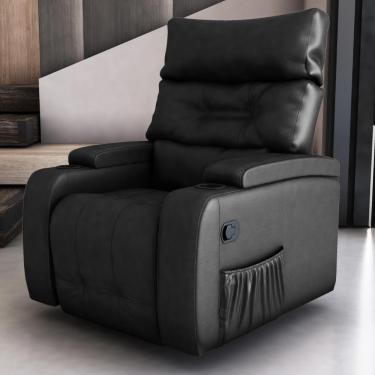 Imagem de Poltrona Reclinável Giratória Grace Sintetico Preto