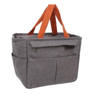 Imagem de Bolsa Lancheira Térmica Marmiteira Com Alça Transversal Multiuso Trabalho Academia Piquenique Cinza