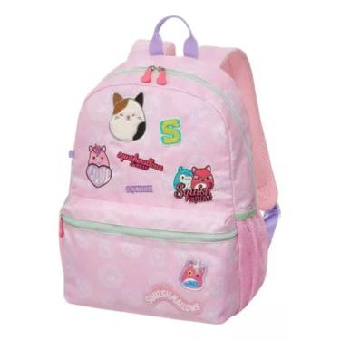 Imagem de Mochila Costas Squishmallows Escolar Infantil Chaveiro Patch Rosa Pacific