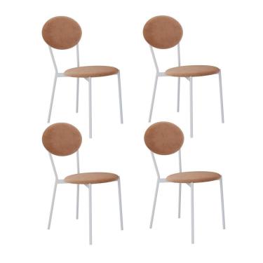 Imagem de Cadeira Fixa Estofada Vintage Elipse Com 4 Unidades Nude-branco
