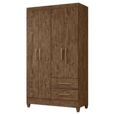 Imagem de Guarda Roupa Solteiro Chile 4 Portas E 2 Gavetas Castanho Wood Moval Castanho Wood