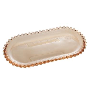 Imagem de Travessa Cristal Oval Pearl Ambar 24x12x2cm 28408 - Wolff