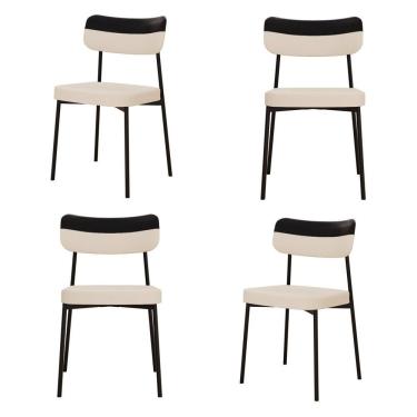 Imagem de Kit Com 4 Cadeiras Para Sala De Jantar Mona Yescasa Areia Corriente-preto