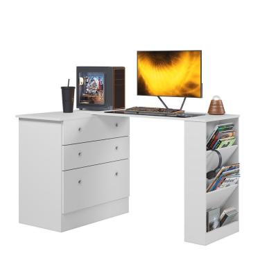 Imagem de Cômoda Com Mesa Giratória Gamer Branco - Qmovi Branco