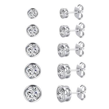 Imagem de Anel feminino de eternidade de zircônia cúbica banhado a ouro amarelo 14 k MDFUN Branco