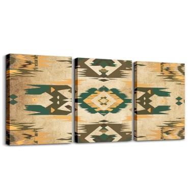 Imagem de Feelyou 3 peças arte de parede adulto marrom verde sudoeste em tela para sala de estar tribal nativo americano indiano decoração de parede para sala de jantar, quarto, banheiro, pôster ocidental
