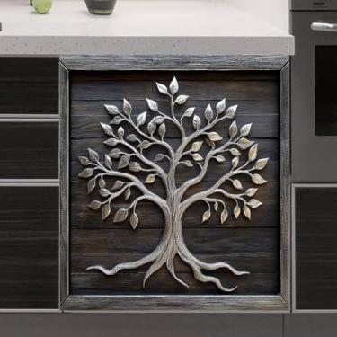 Imagem de RTHDG Capa de porta completa magnética árvore da vida 3D para máquina de lavar louça, capa magnética para decoração de cozinha, capa de porta de vinil de geladeira de madeira vintage, reutilizável
