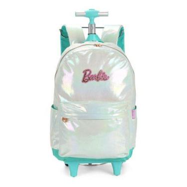 Imagem de Mochila Rodinhas Barbie Holográfica Verde Água Luxcel - Napolestore