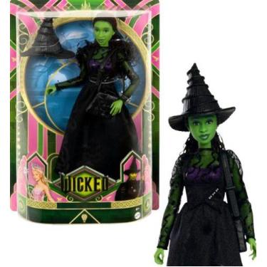 Imagem de Boneca Mattel Wicked Elphaba Verde + Acessórios Articulados, Wicked