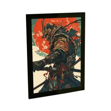 Imagem de Quadro Decorativo Anime Samurai Ilustração Armadura Ornamentada Decoração Poster Quarto Sala