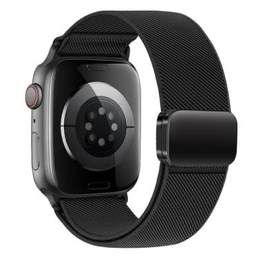Imagem de Pulseiras masculinas de nylon para Apple Watch Ultra 2 de 49 mm, 46 mm, 45 mm, 44 mm e 42 mm, pulseira esportiva elástica de tecido elástico para Apple Watch séries 10 9 8 7 6 5 4 3 SE Ultra2/Ultra