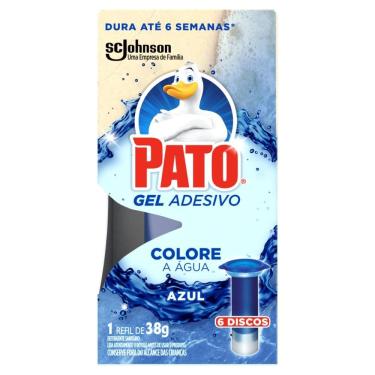Imagem de Desodorizador Pato Gel Adesivo Azul 38g Refil com 6 Discos