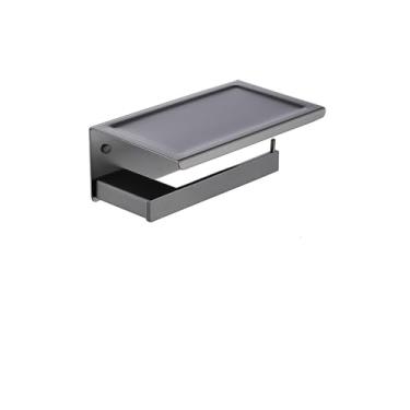 Imagem de Conjunto de acessórios para banheiro - Ganchos para toalhas, porta-papel, prateleira de canto de vidro - Aço inoxidável, porta-papel B