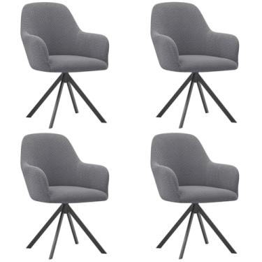 Imagem de Lzyjckh Capa elástica para cadeira de jantar com braços, Protetor para poltrona giratória, Capa para cadeira de escritório, Para penteadeira, sala de estar, quarto,Dark gray,4PCS