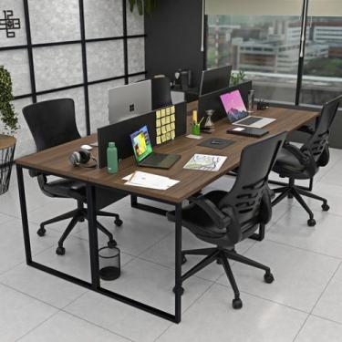 Imagem de Estação de Trabalho Mesa Plataforma Industrial 4 Lugares Office - Netm