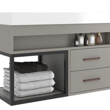 Imagem de Gabinete para Banheiro 2 Gavetas Suspenso New 80 Cimento