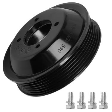 Imagem de LENMISO Polia de bomba de água do motor compatível com BMW 528i 323i 328i 323Ci 320i 325i 325xi 330i 330xi 525i 530i 325Ci 330Ci X5 Z4 X3 Z3 Substitua 11511436590 (com 4 parafusos de instalação s)