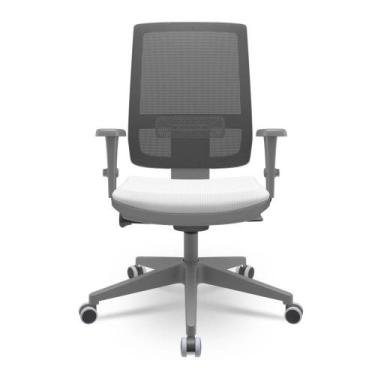 Imagem de Cadeira Brizza Diretor Grafite Tela Preta Assento Aero Branco Base Aut