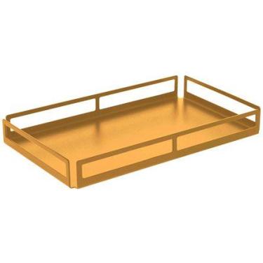 Imagem de Bandeja de aço retangular vazada dourado 15x25 cm - FUTURE, DOURADA