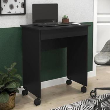 Imagem de Mesa Escrivaninha Compact 0,70 Com Rodízios e Gaveta - Ofertamo, Preto