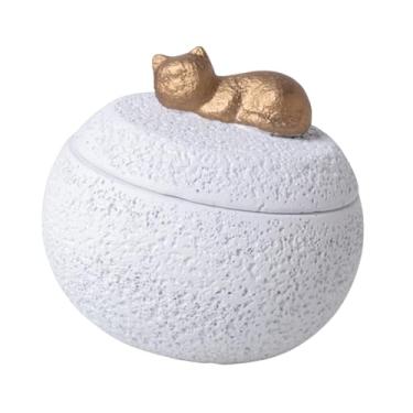 Imagem de Gralara Recipiente para urna funerária 350ml com tampa compacta, resistente e resistente à umidade, para lembranças, urna de cremação, caixa de cinzas, Branco