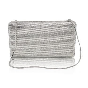 Imagem de Bestenda Bolsa clutch de cristal com bandeira para festa de casamento, animal, strass, bolsa de mão com pedra arco-íris, Prata