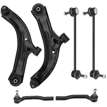 Imagem de IRONTEK Braço de controle inferior dianteiro 6 peças com junta esférica externa de barra oscilante para Nissan Cube E12 2009-2014/ Versa Hatchback C11 2007-2012, ES800248 ES800249 K620566 K620566