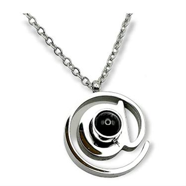 Imagem de MOXIE ACCESSORIES Colar com pingente de olho de gato comercial com símbolo atmark de aço inoxidável, prata, Aço inoxidável, Opala