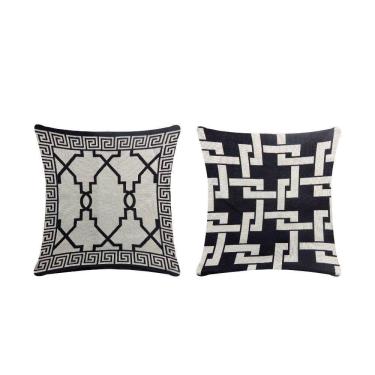 Imagem de Capa Para Almofada Grécia 1 Peça 45cm X 45cm 60% Algodão - 40% Poliéster Tecido Jacquard Com Zíper Cor:preto