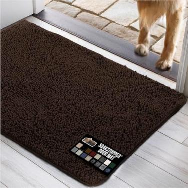 Imagem de GORILLA GRIP Capacho para cães, capachos absorventes para patas de cães enlameados, 152 x 91 cm, tapetes laváveis na máquina, pisos limpos, tapete de porta para cama de animal de estimação projetado