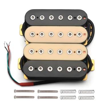 Imagem de SAPHUE Captador de guitarra elétrica de 6 cordas Humbucker Dual in Line ajustável, 4 peças, captador de parafuso hexagonal (zebra)