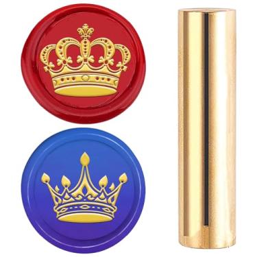 Imagem de CRASPIRE Carimbo de lacre de cera de 15 mm mini padrão de 2 lados coroa vintage carimbo de vedação de latão dourado para convites de casamento, envelopes, Halloween, Natal, festa de Ação de Graças