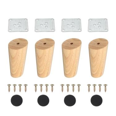 Imagem de PATIKIL Pernas de móveis de madeira, 4 peças de perna de sofá cônica de substituição de 9,9 cm para cadeira, sofá-cama, mesa de café, cor de madeira