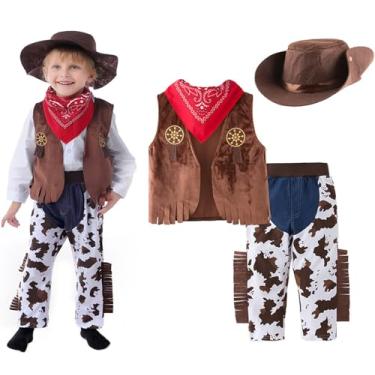 Imagem de Vewzaty Roupas de caubói para meninos, fantasias infantis para festas de dramatização, fantasia de caubói