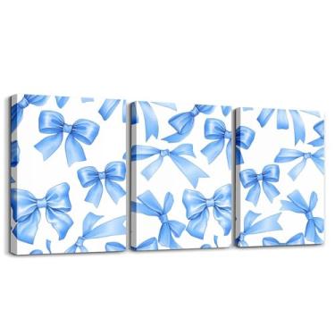 Imagem de Erosebridal Decoração de parede emoldurada com laço infantil, arte de parede em tela de princesa sonhadora 30,5 x 40,64 cm Pintura de desenho animado de nó de laço kawaii pôsteres para quarto, sala de