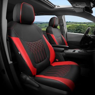 Imagem de FEINEPRO Capas de assento personalizadas Sienna para 2021-2024 Sienna 7 assentos 3 fileiras, capas de assento de carro de couro à prova d'água conjunto completo para carros, protetores de