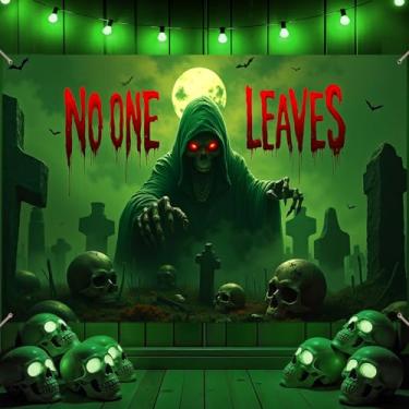 Imagem de Happy Halloween Banner Decorações Abóbora Fantasma Caveira Castelo Tema Decoração de Fundo para Halloween Interior Exterior Festa Foto Cabine Suprimentos de Fundo (Cemitérios)