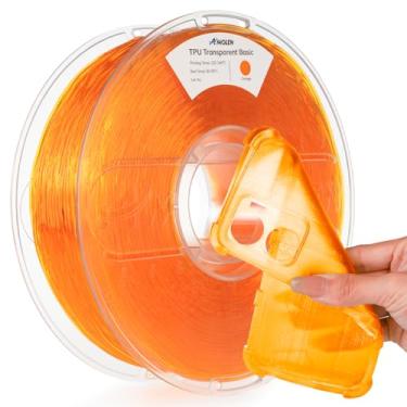 Imagem de AMOLEN Filamento de impressora 3D TPU 95A 1,75 mm, filamento laranja transparente TPU de alta dureza e resiliência, filamento 3D flexível de 1 kg, precisão dimensional +/- 0,02 mm, adequado para a