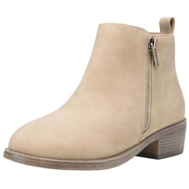 Imagem de Jeossy Botas femininas de salto baixo de salto grosso para mulheres, Nobuck caramelo - 905, 36