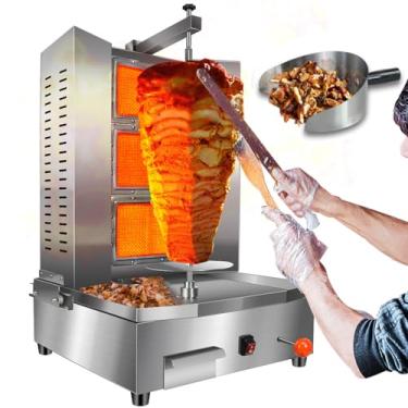 Imagem de Máquina Shawarma 3 Queimadores Shawarma Grill Máquina Propano Doner Kebab com Rotisserie Vertical Coletor de Carne para Cozinha