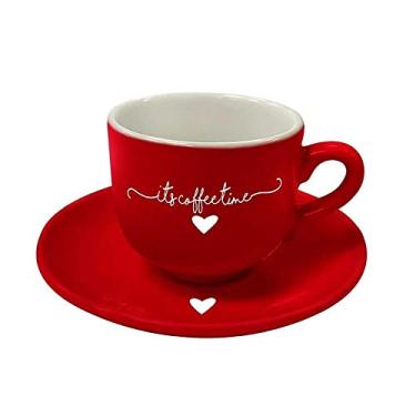 Imagem de Xícaras para café com pires de porcelana L'Amour vermelha 90 ml 6 peças