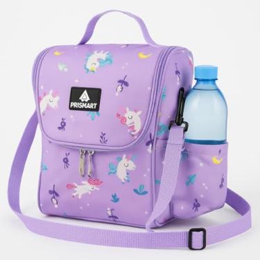 Imagem de Bolsa Lancheira Térmica Infantil Menino e Menina Para Marmita Escolar Com Alça (Dinossauro e Unicórnio) (Lilás)