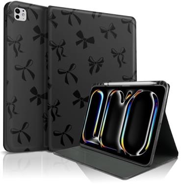 Imagem de TopPerfekt Capa para iPad Pro de 11 polegadas M4 2024 (5ª Geração), gravata borboleta preta fofa chique adorável com suporte para despertar/dormir automático para crianças, meninos, meninas