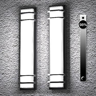 Imagem de Sytmhoe 2 pacotes de luzes de parede externas de 6000 K, LED de 59,9 cm, 10% -100% regulável, luminária de parede moderna para varanda e pátio, arandela externa preta para garagem, sala de estar